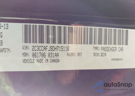 2013 Chrysler 300 Srt8 from USA, damaged, VIN 2C3CCAFJ9DH715116